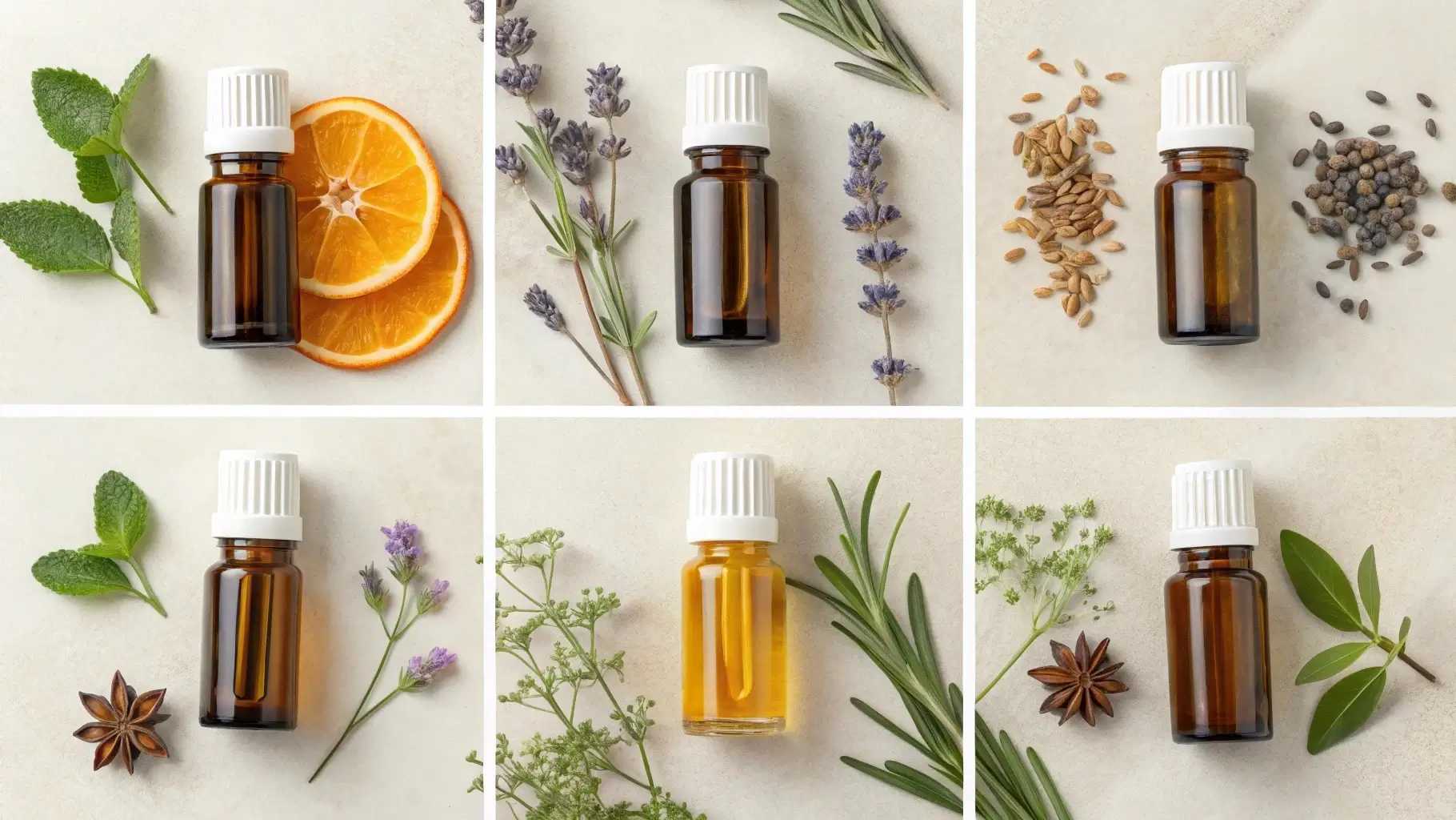 Types of essential oils, six common essential oil categories with matching plants