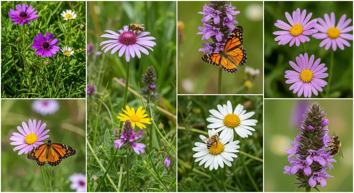 Wildflowers and insects in organic farm field