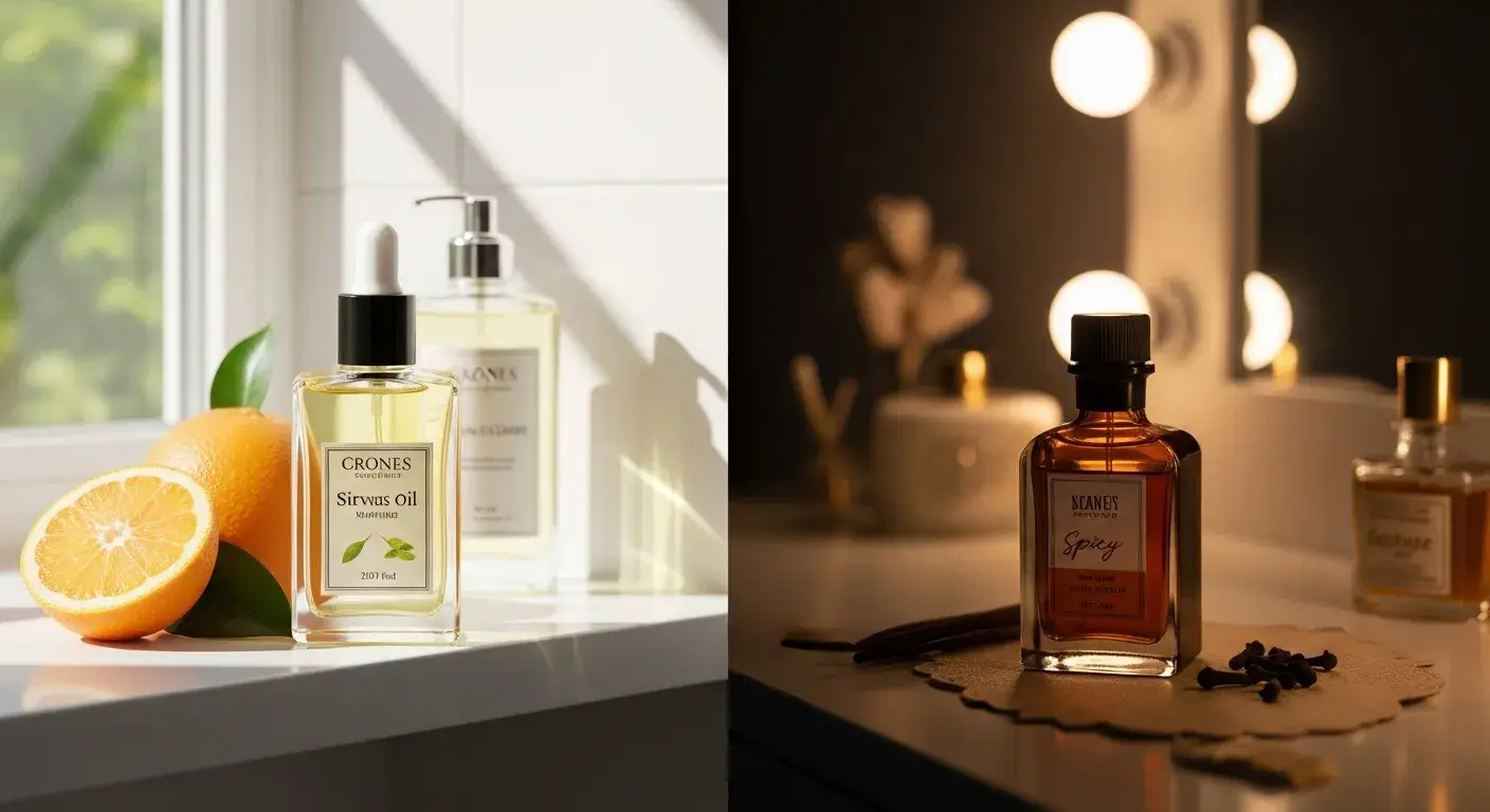 Light and bold perfume oils side by side