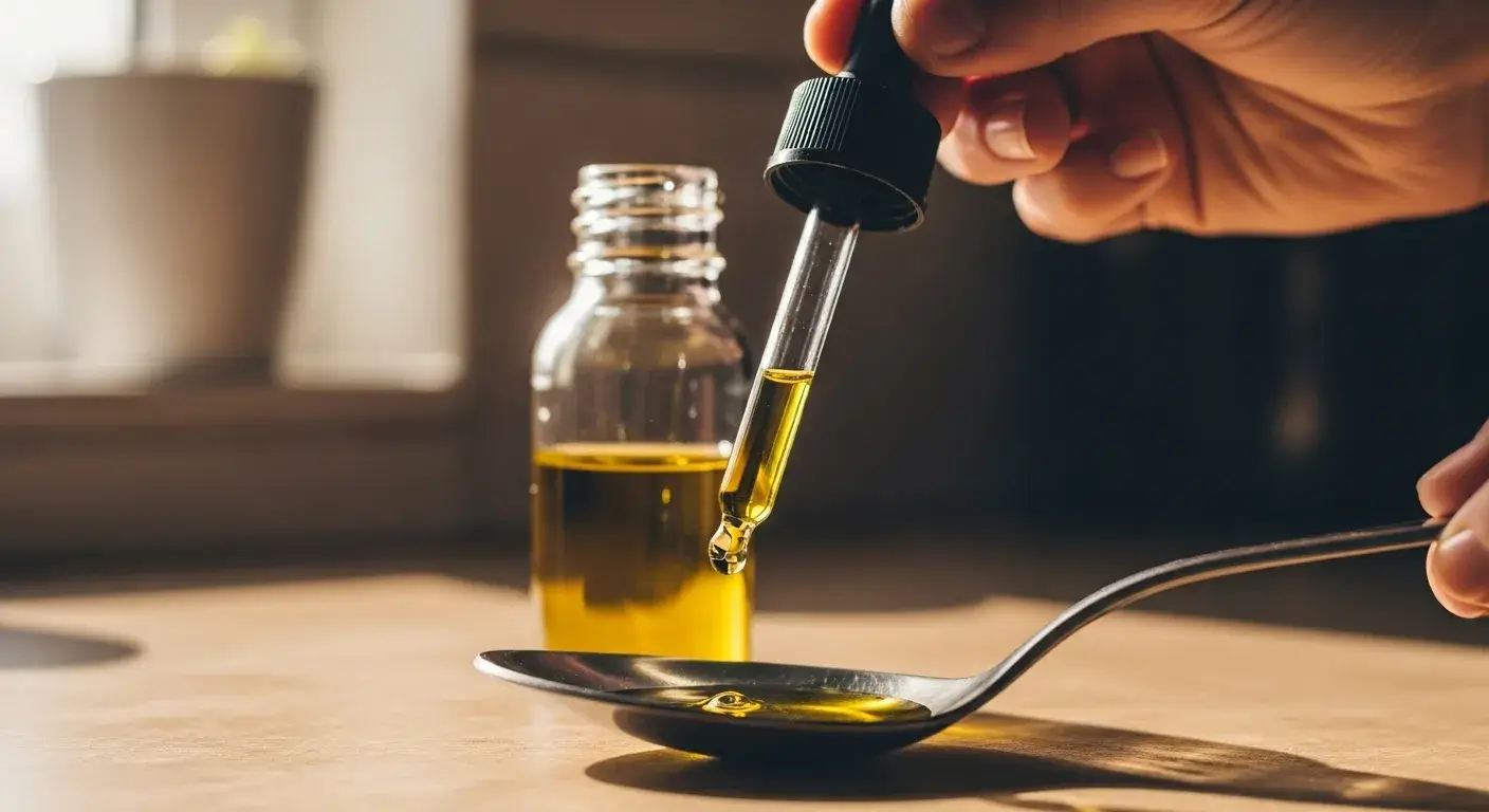 Essential oil dropper adding one drop into carrier oil