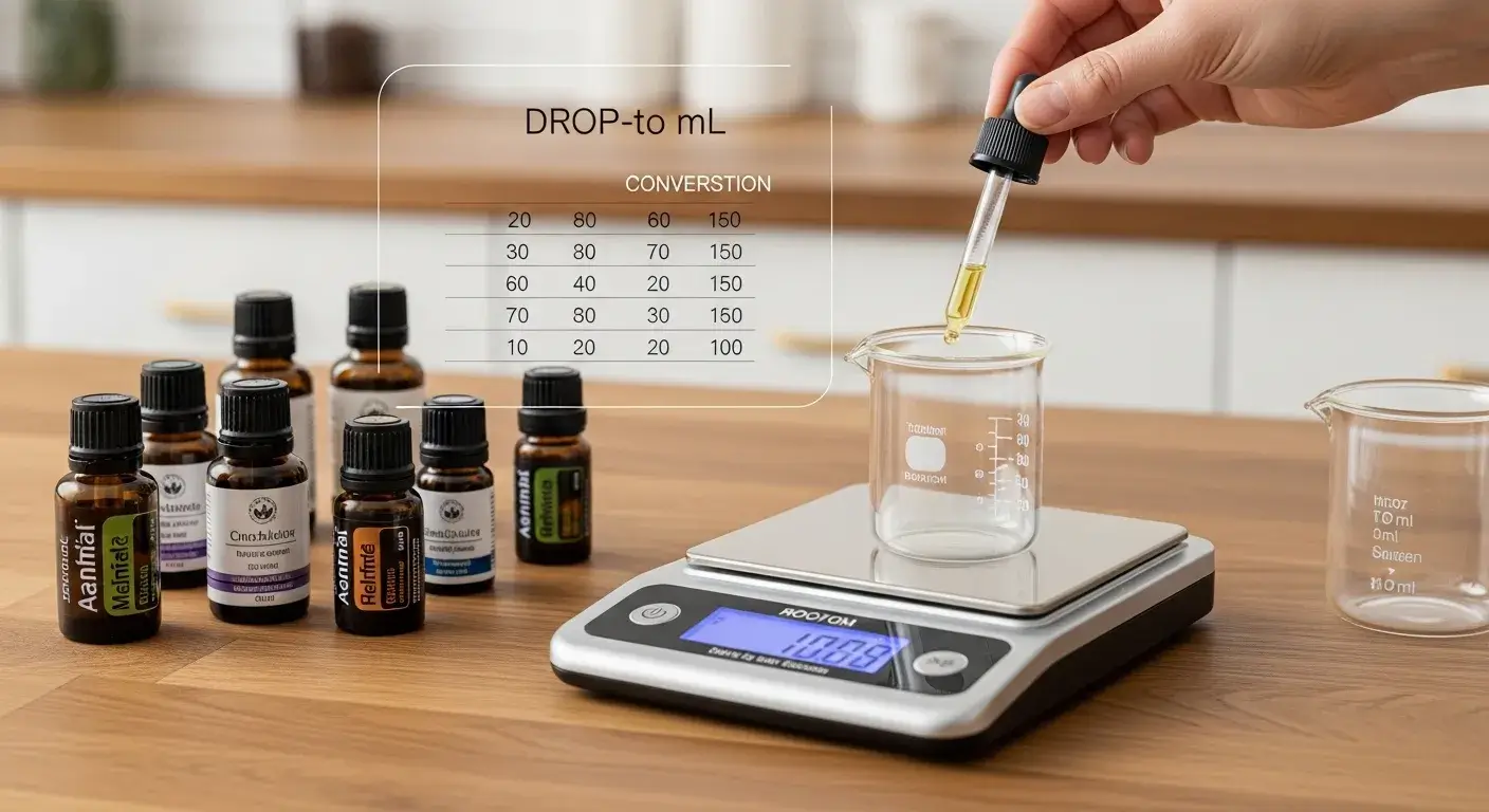 Measuring lavender oil with dropper and scale