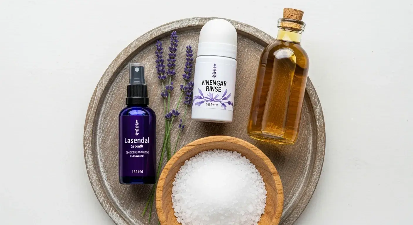 Lavender oil in DIY cleaning and deodorant setup