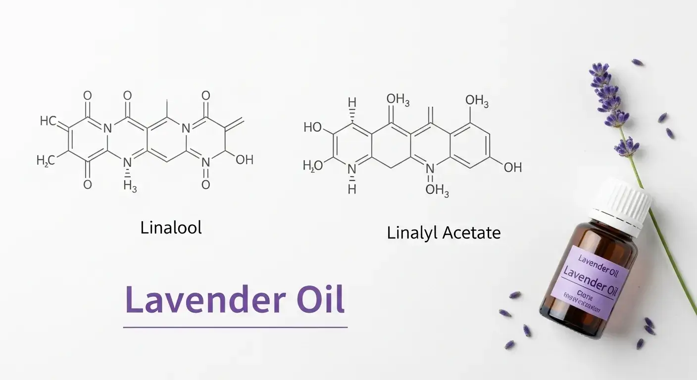 Lavender oil compound diagram with notes