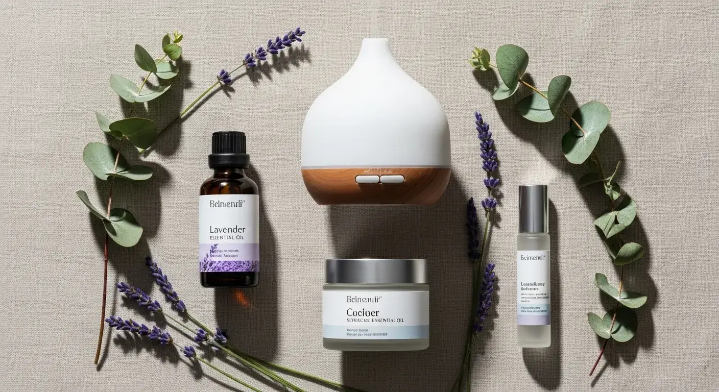 Lavender in self-care Lavender self-care routine flat lay