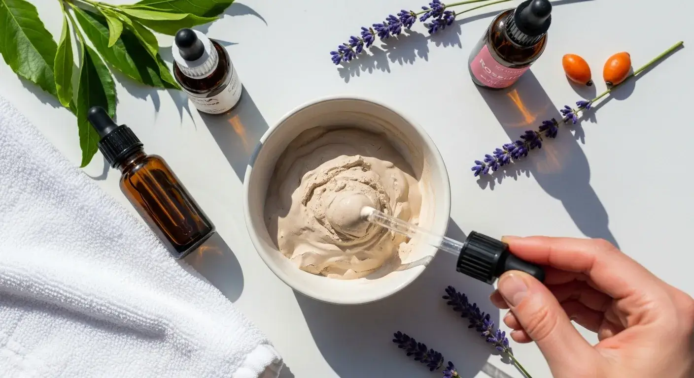 Clay mask bowl with lavender and rosehip oils