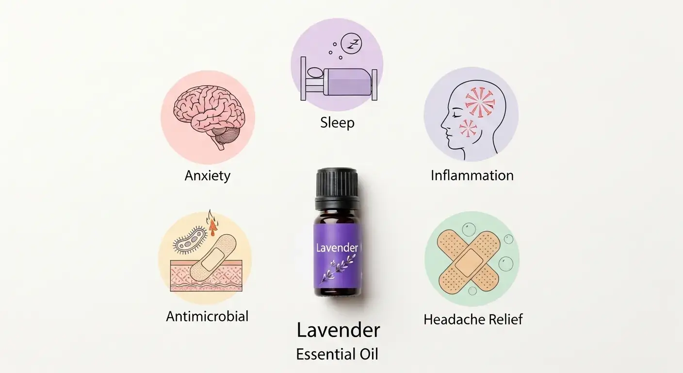 Infographic showing lavender oil health benefits