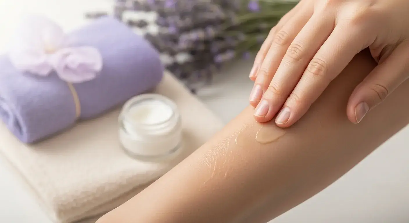 Lavender oil being applied to sensitive skin
