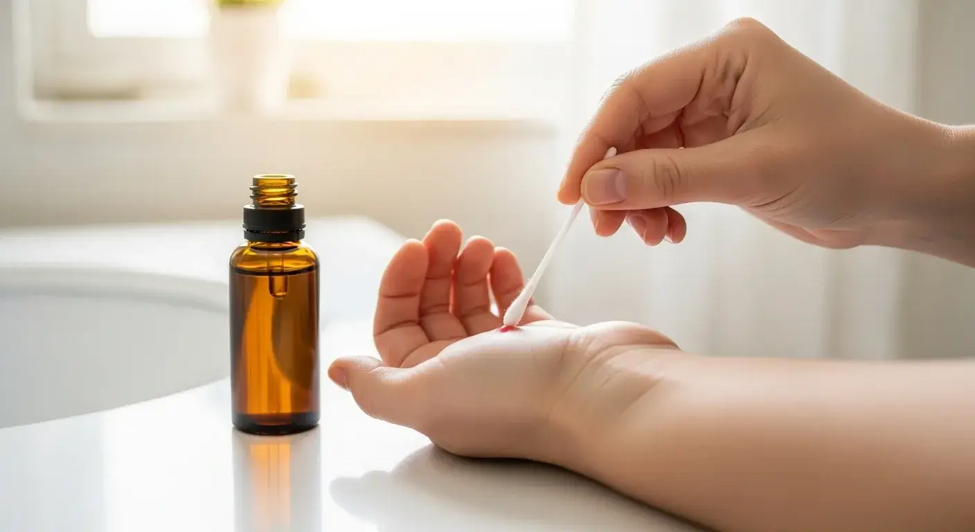 Antimicrobial oil use Applying lavender oil to bug bite