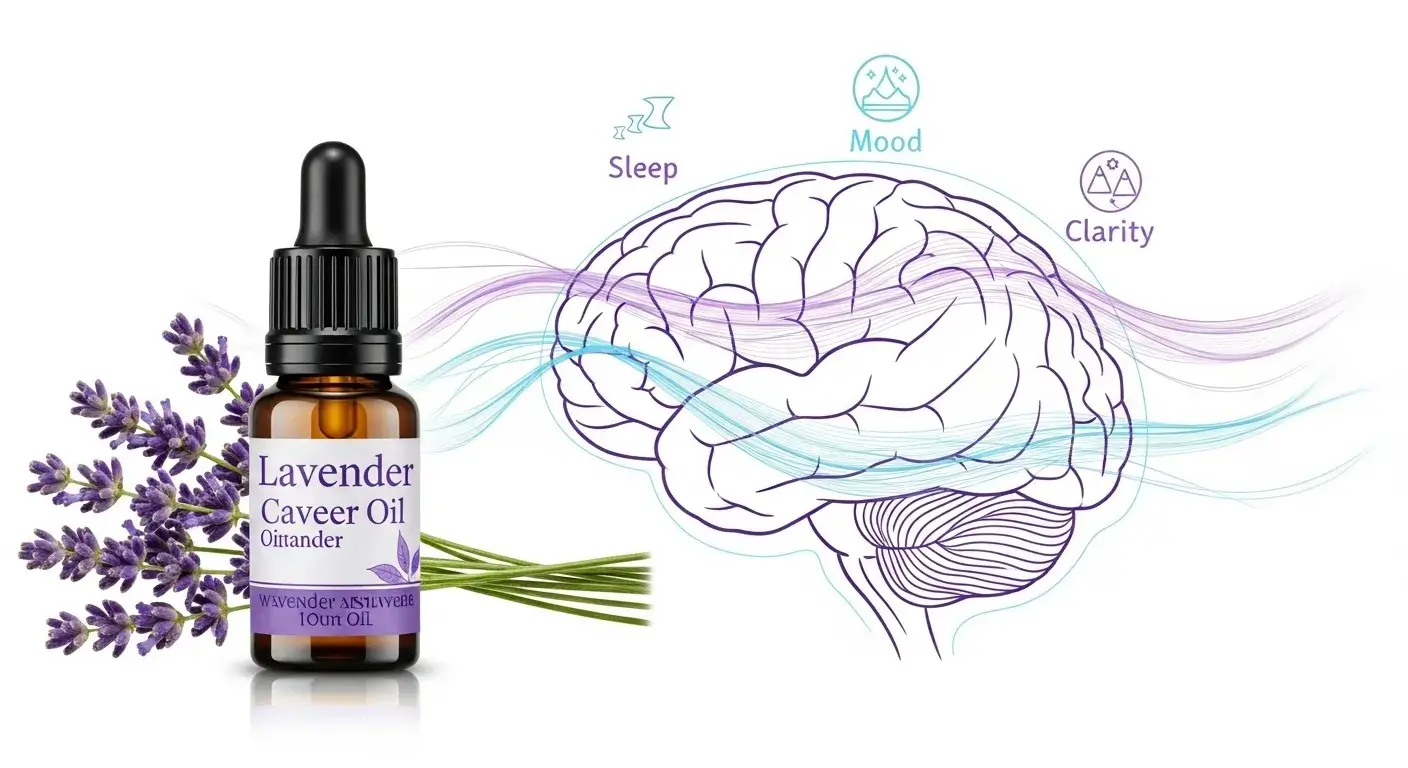 Lavender oil near brain calming graphics