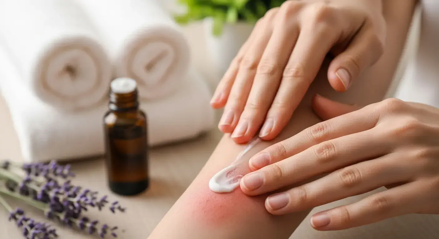 Lavender cream on sensitive skin