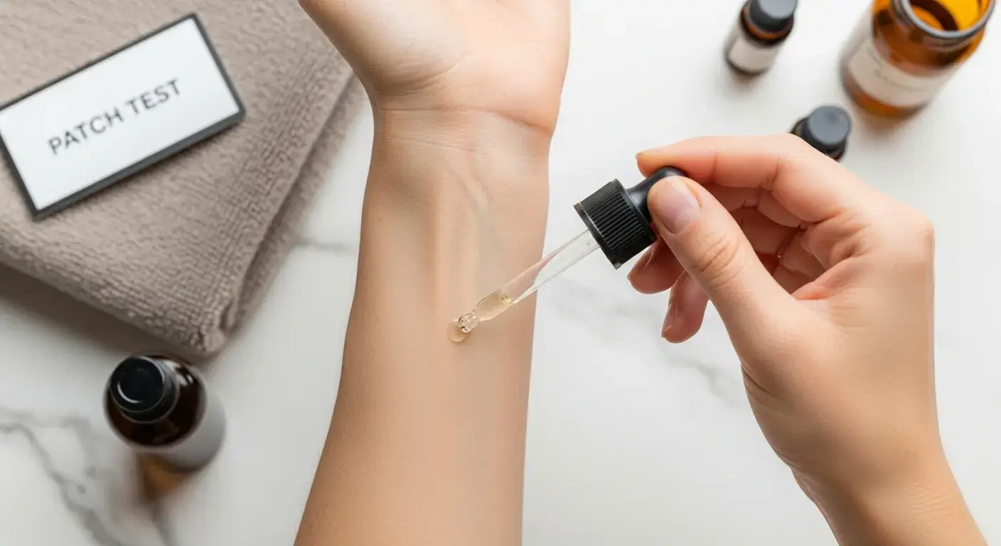 Patch test before use Patch testing lavender oil on forearm