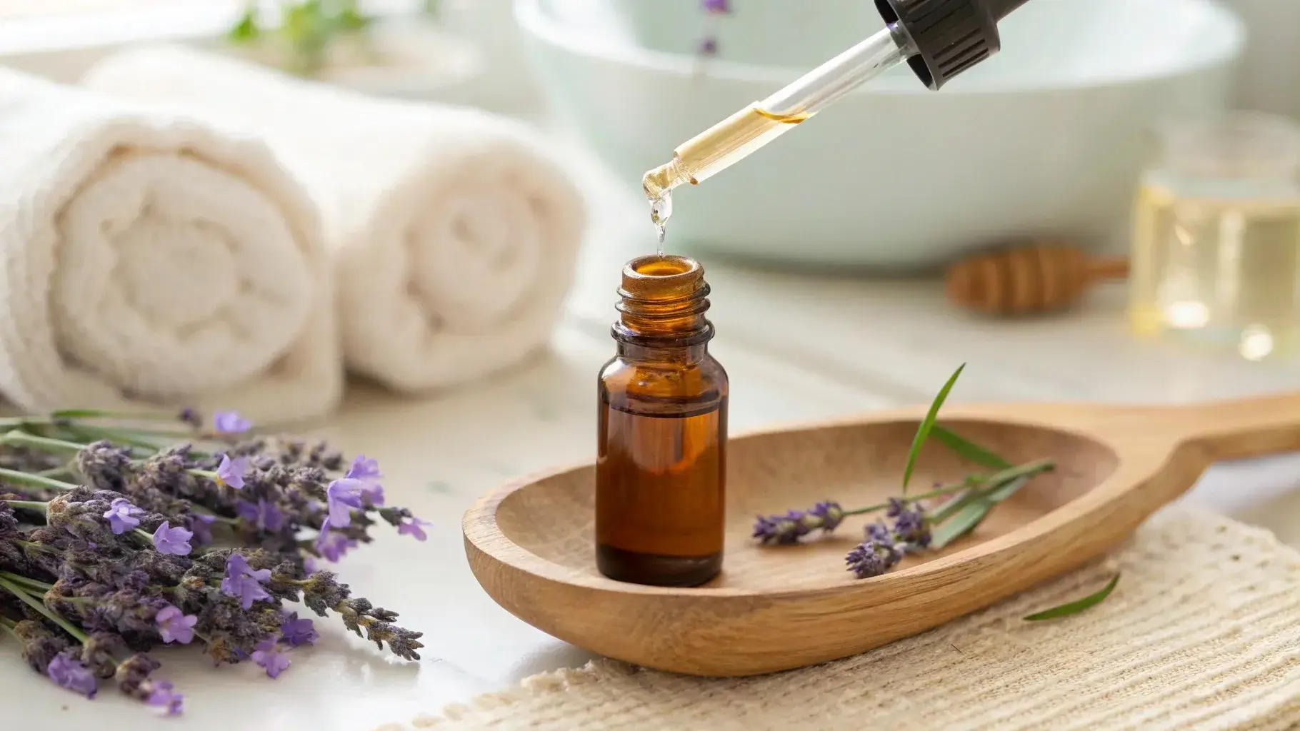 Diluted lavender oil mix in dropper