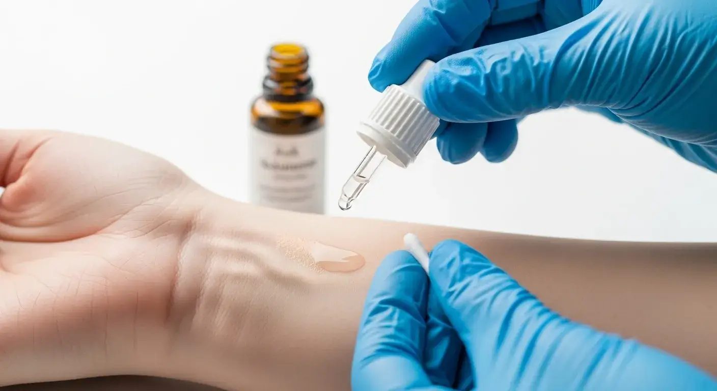 Patch test of lavender oil on skin