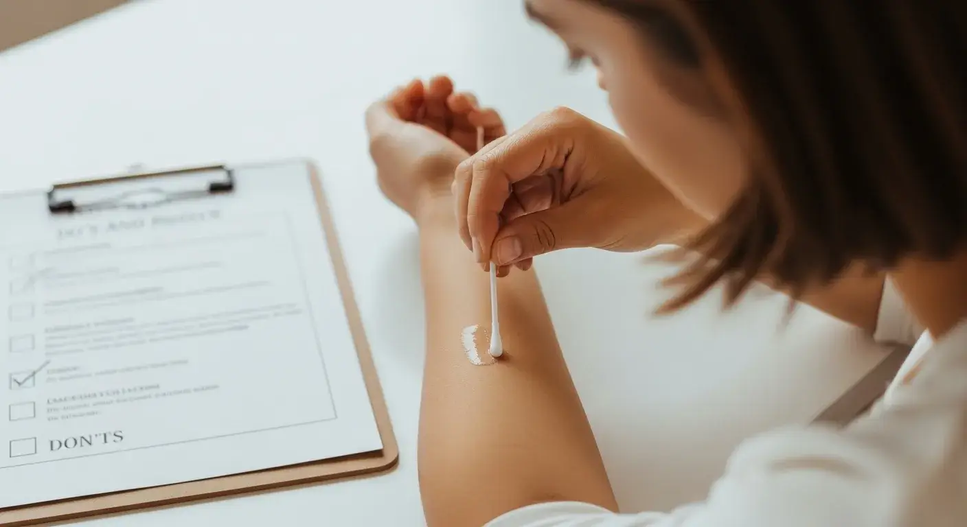 Lavender safety check Patch testing lavender oil on arm