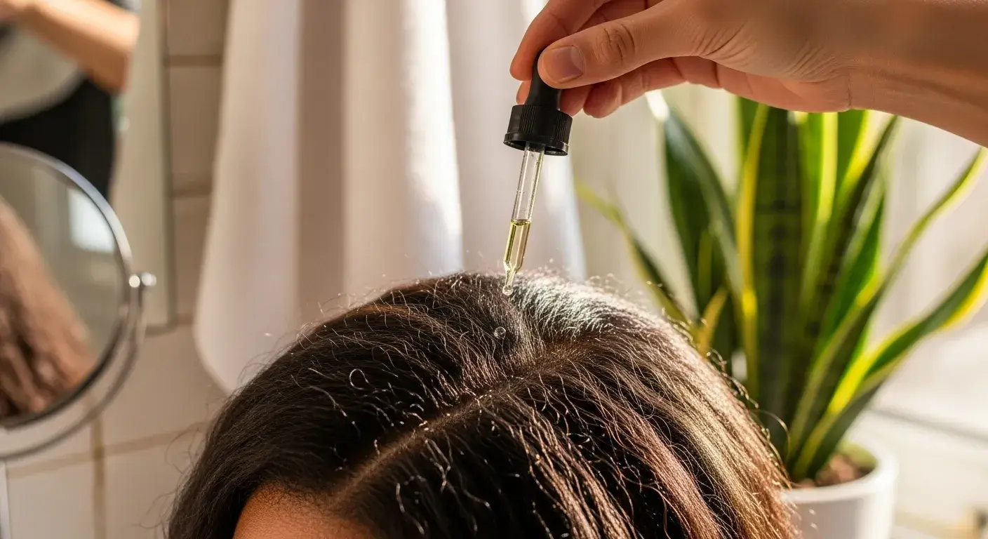 Lavender scalp treatment Applying lavender oil to scalp