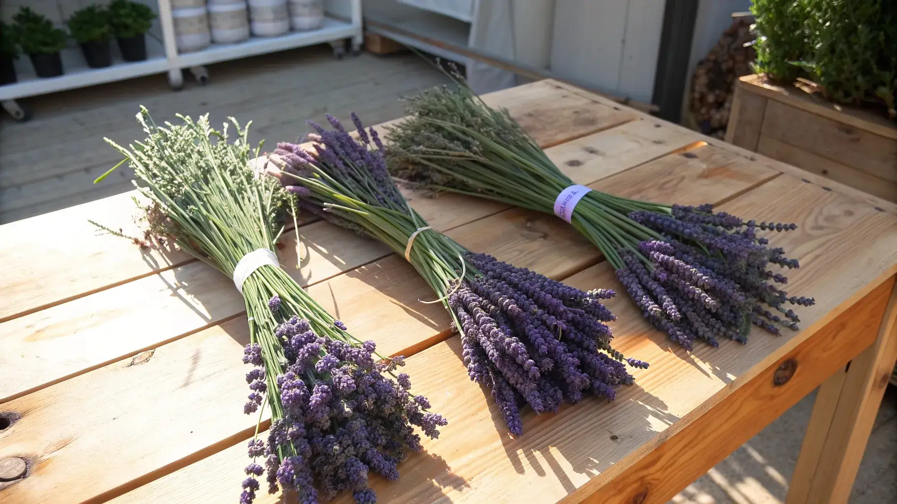 Labeled lavender types: Grosso, Royal Velvet, Hidcote