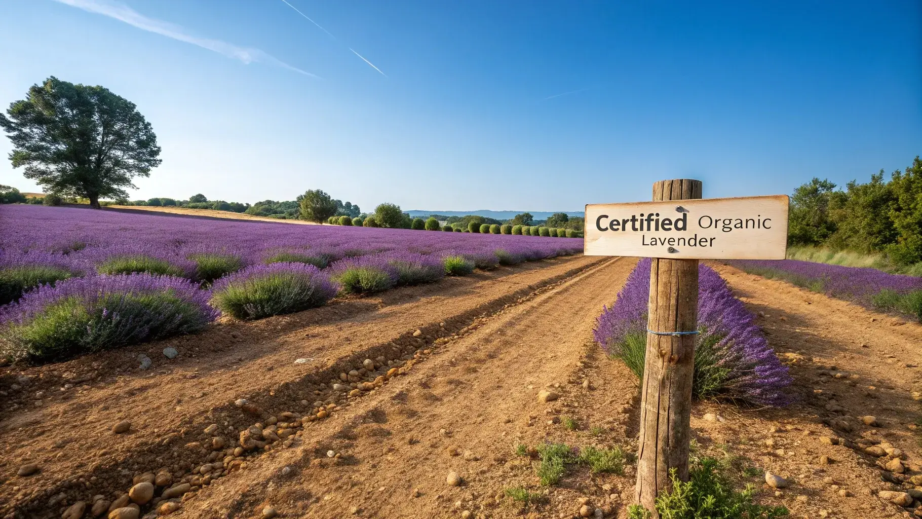 Lavender growing in certified organic field