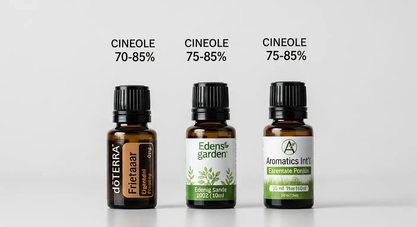 Comparison of doTERRA and other brands with labels and cineole levels