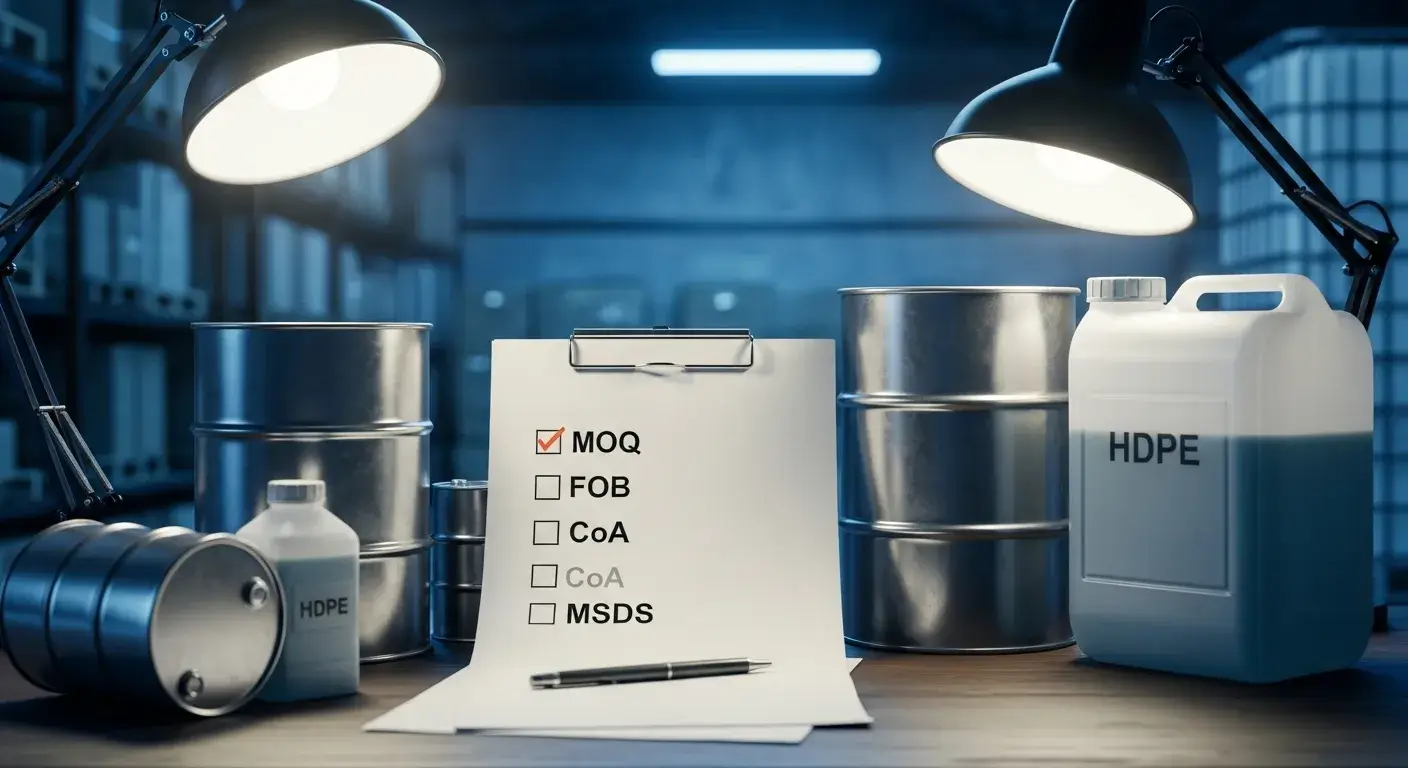 Checklist of trade terms beside oil drums