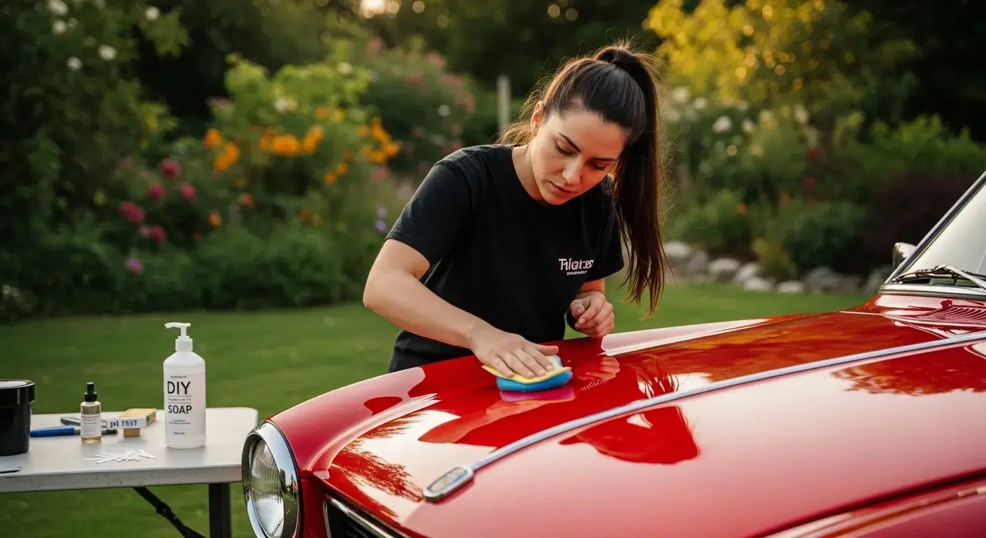 Waxing car and testing soap pH