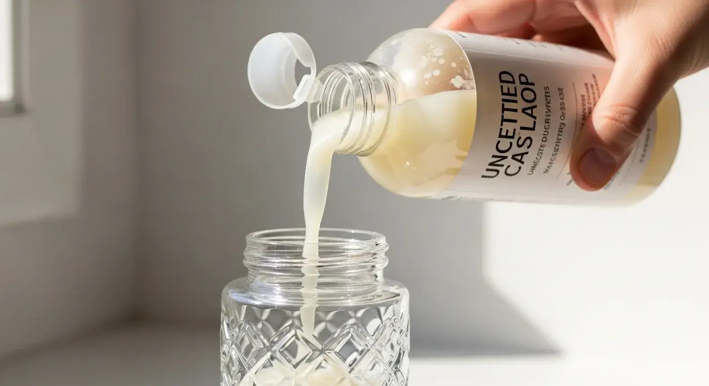 Castile soap base Pouring Castile soap into dispenser