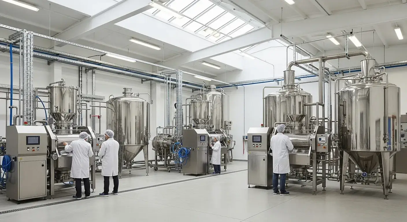 Evening primrose oil processing facility with extraction equipment