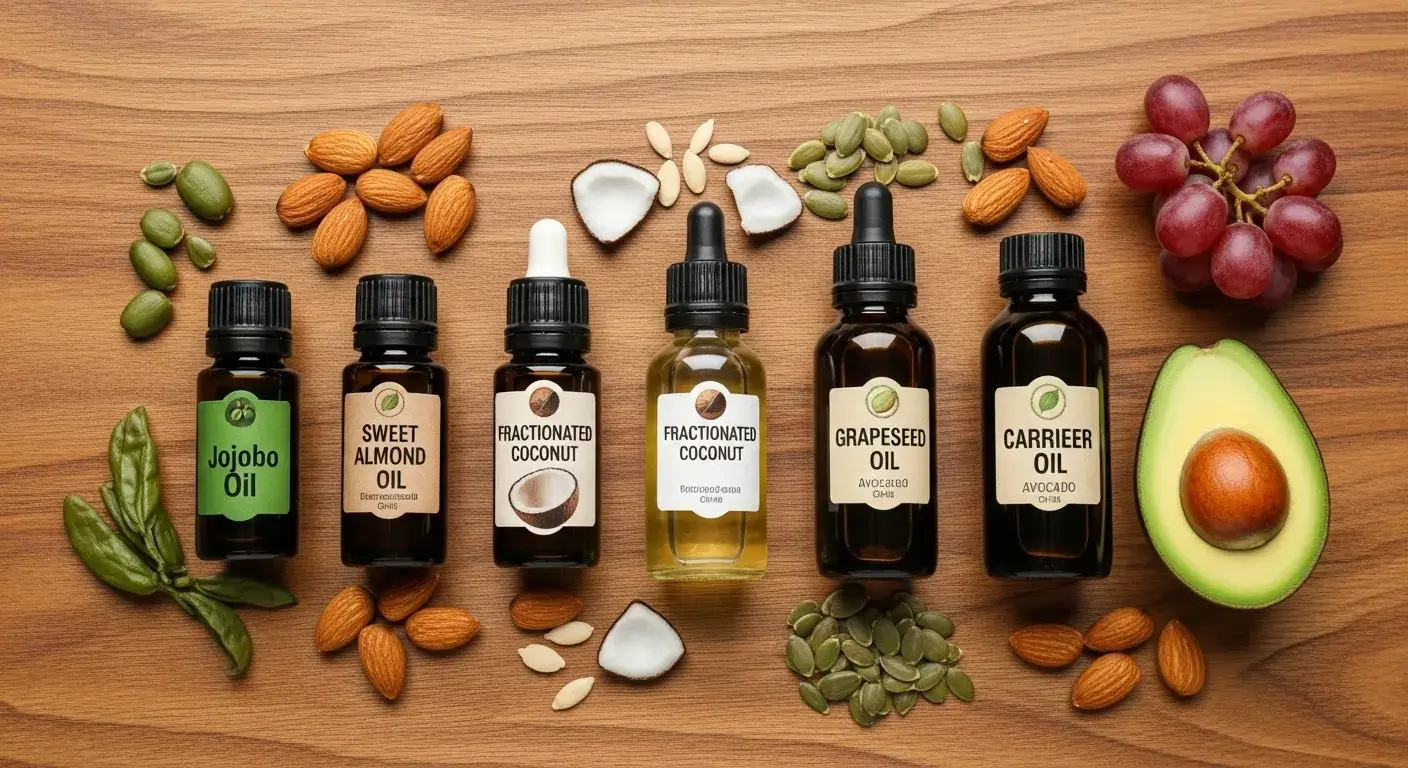 Carrier oil options Selection of carrier oils bottles