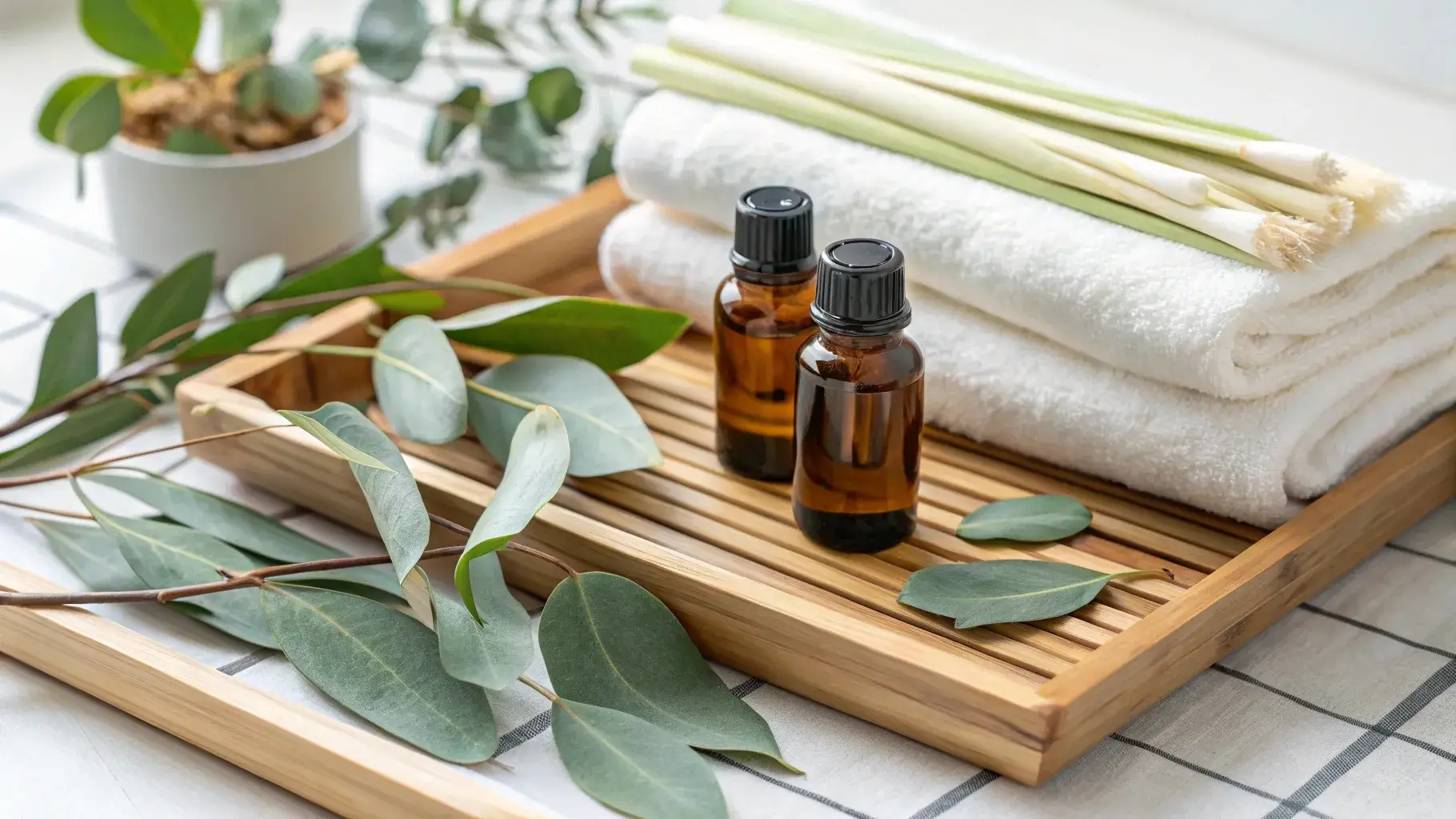 Eucalyptus and lemongrass oil with clean beard setup