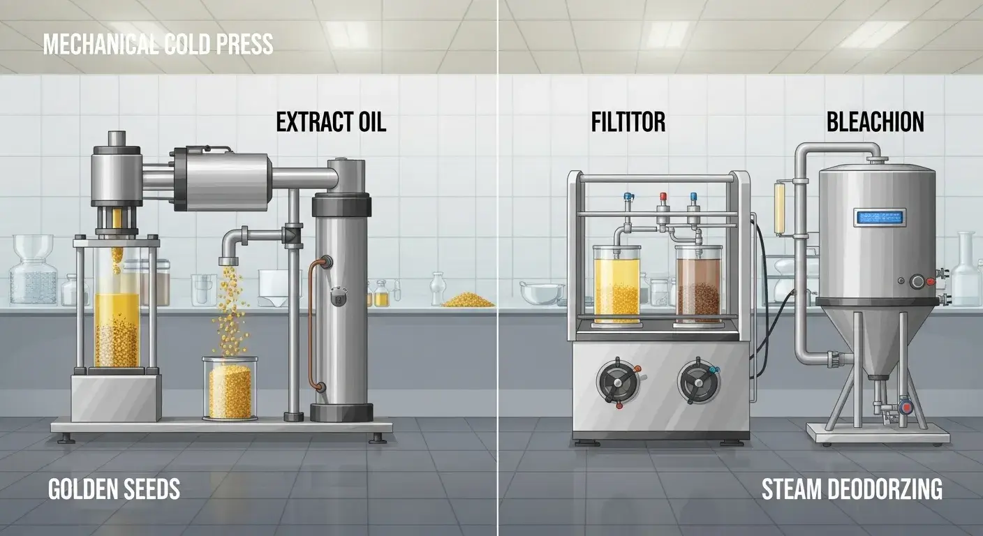 Cold pressing vs refining process diagram for EPO