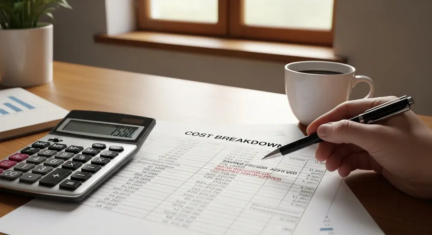 Cost-saving chart with ingredients and calculator