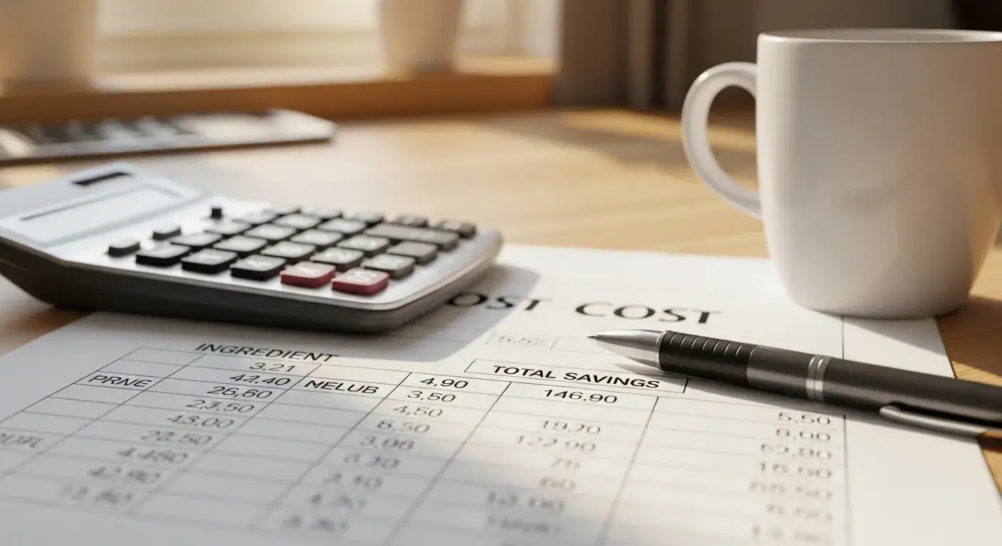 DIY cost savings Cost breakdown chart with ingredients