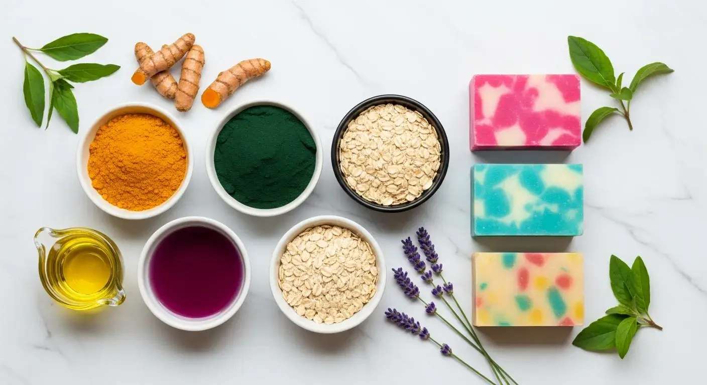 Natural colorants and oils for soap customization