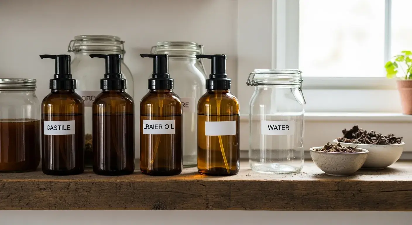 Eco-friendly hand-wash Refillable glass dispensers and bulk ingredients