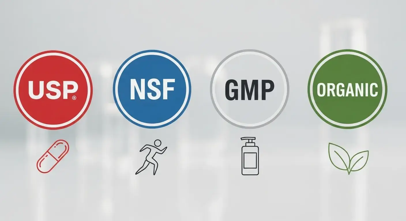 Certification seals with usage icons