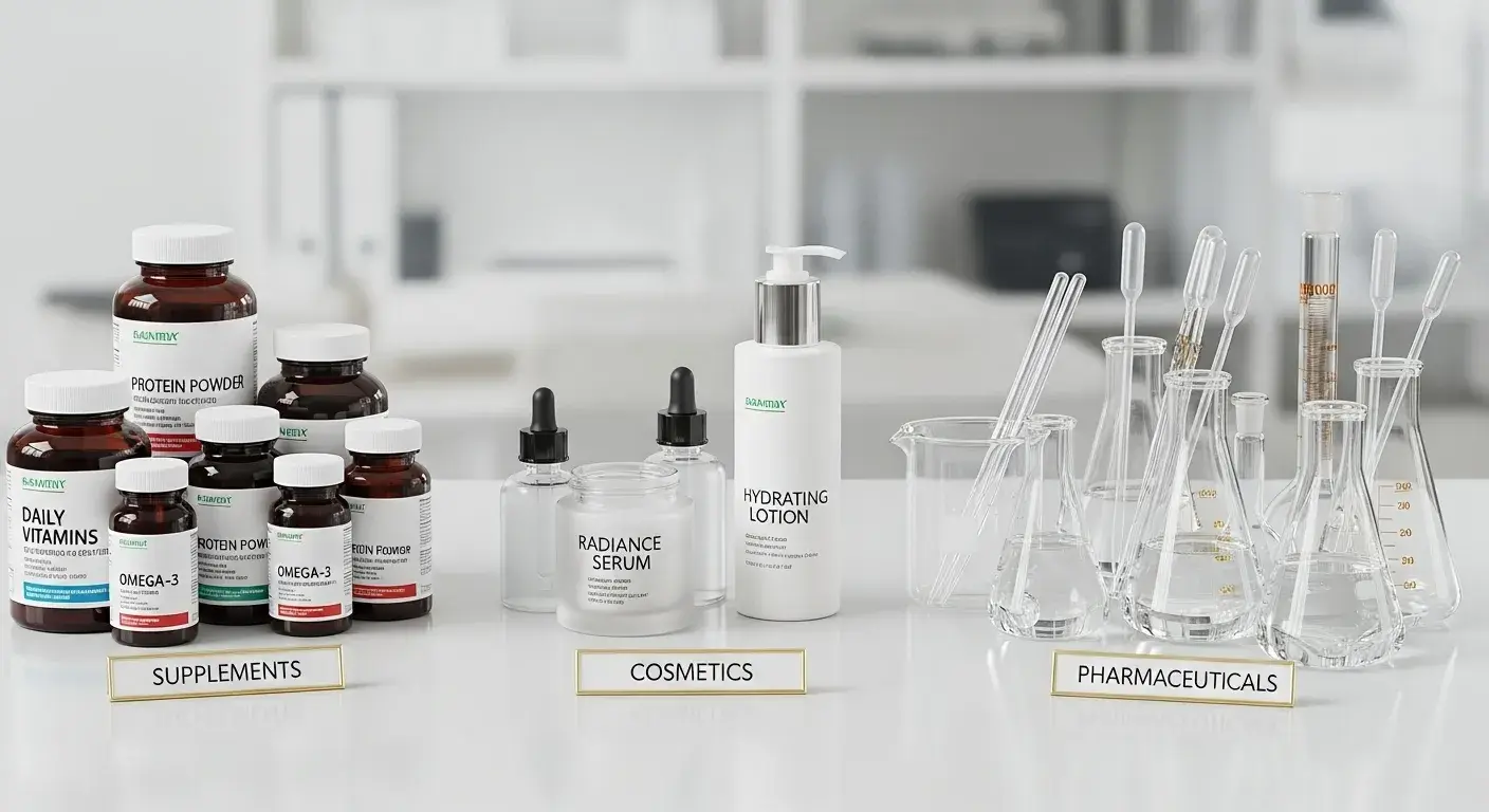 EPO industry applications Supplement bottles, cosmetic container, pharmaceutical lab setting