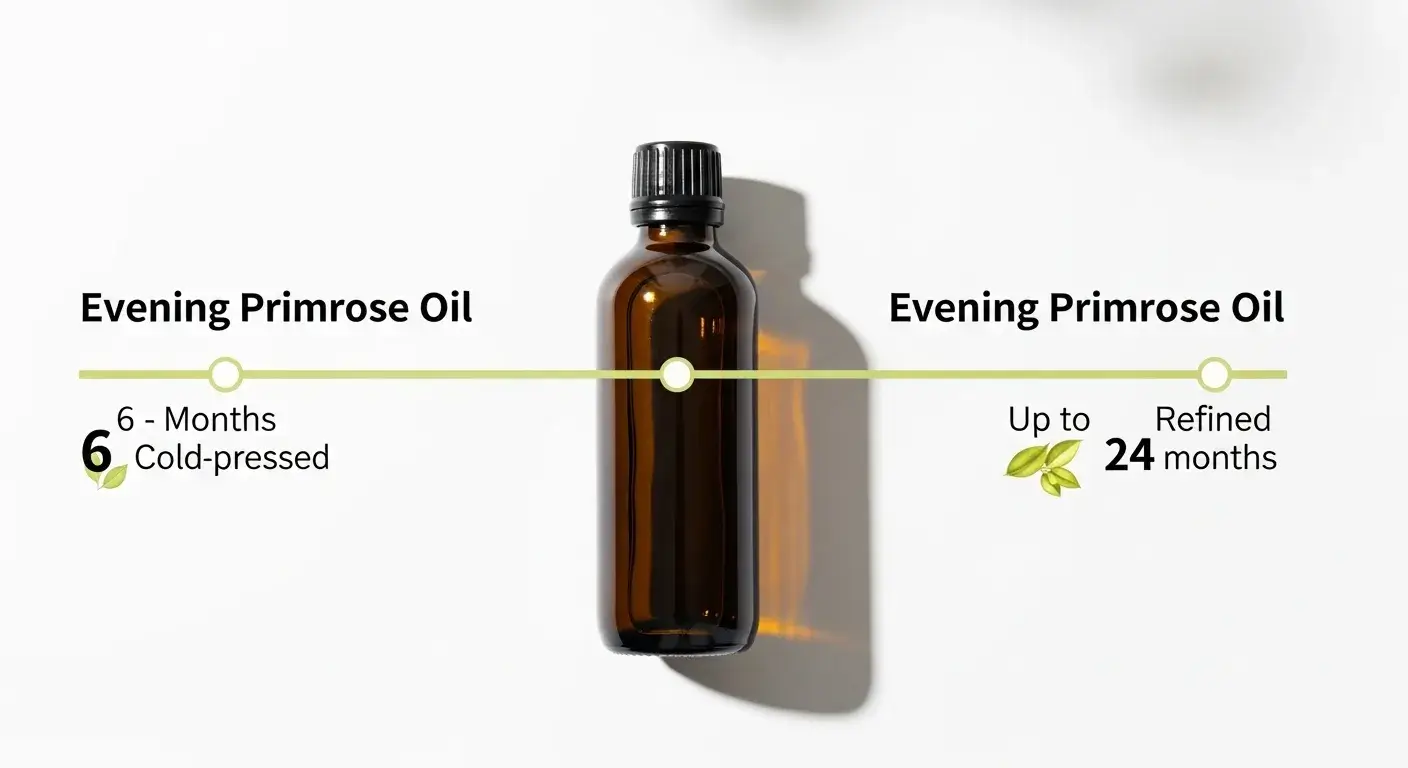 Evening primrose oil bottle with timeline illustration