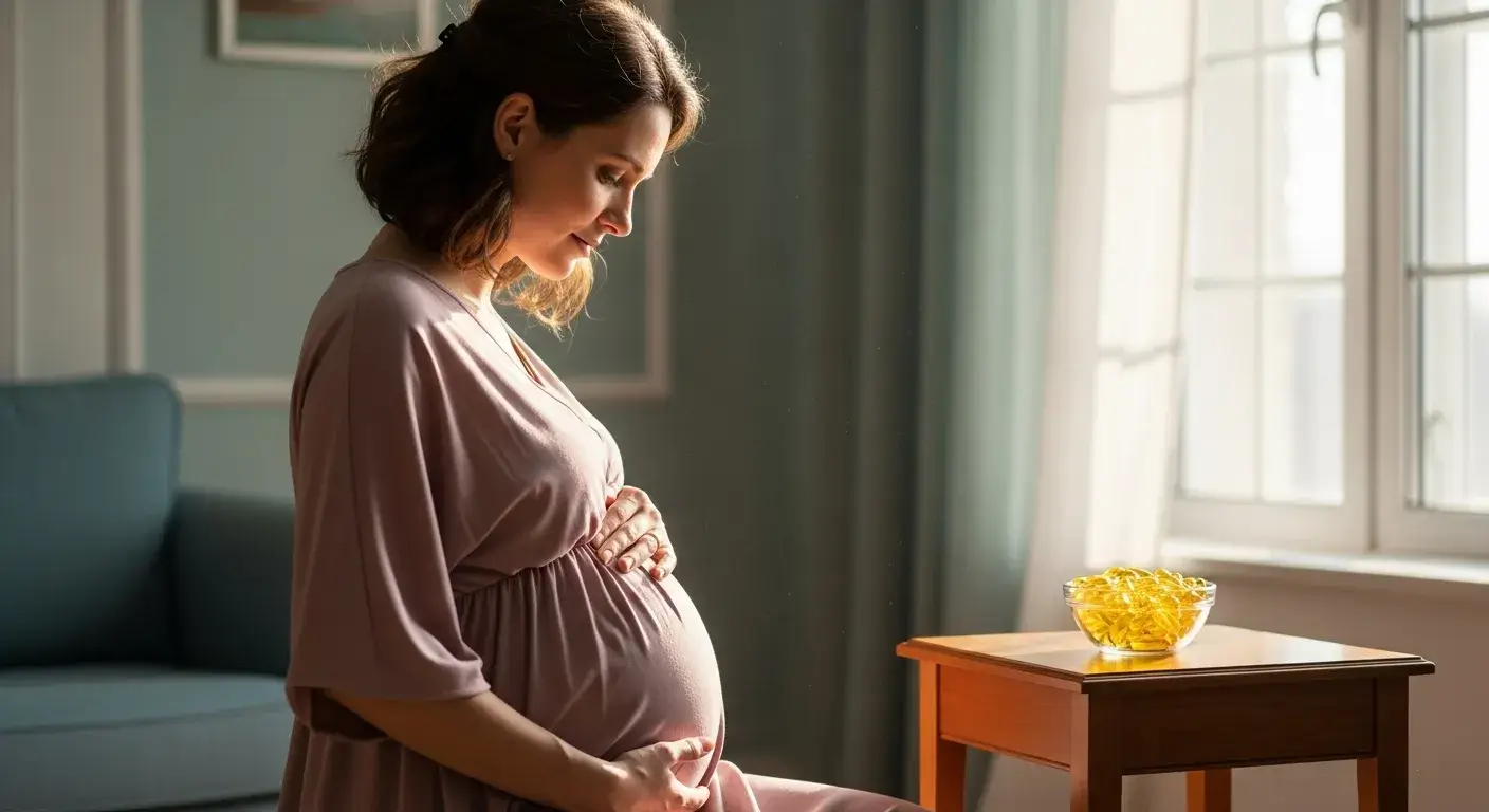 Pregnancy and EPO warning Pregnant woman holding belly looks concerned