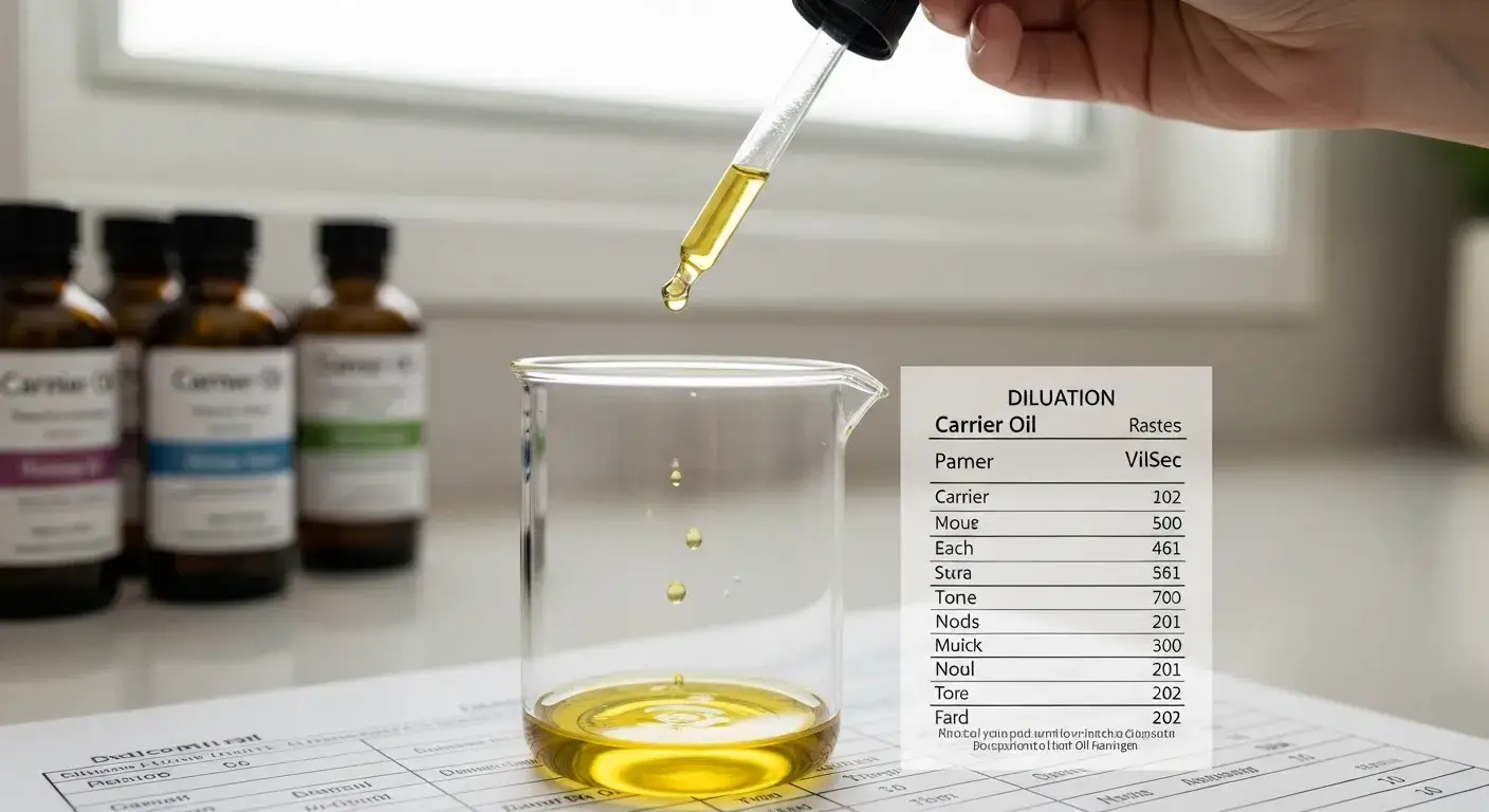 Dropper measuring oil into carrier blend