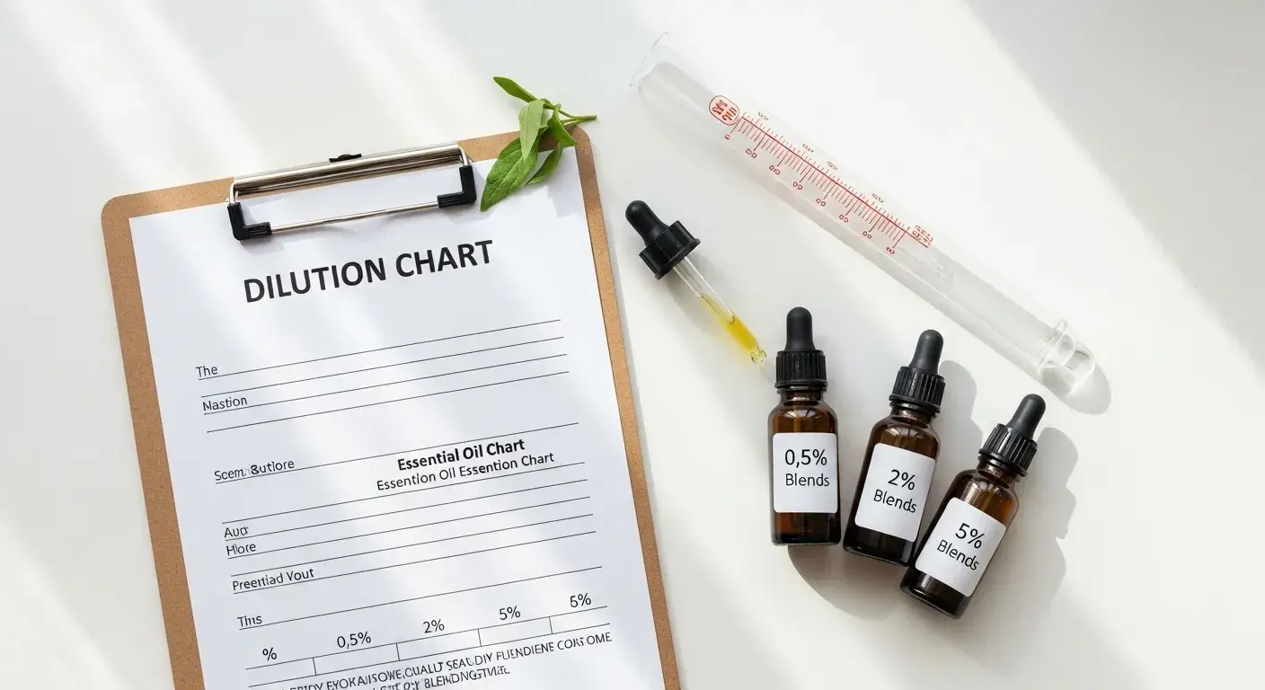 Safe dilution guide Dilution chart with oil droppers and measuring tools