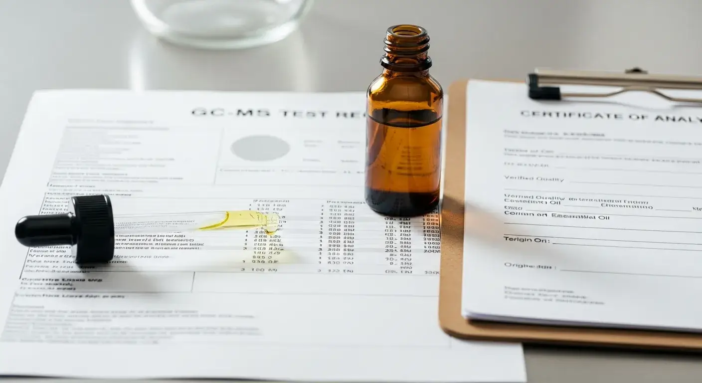 Lab report and oil vial purity check