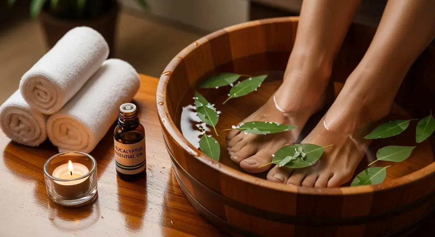 Eucalyptus oil foot soak and massage