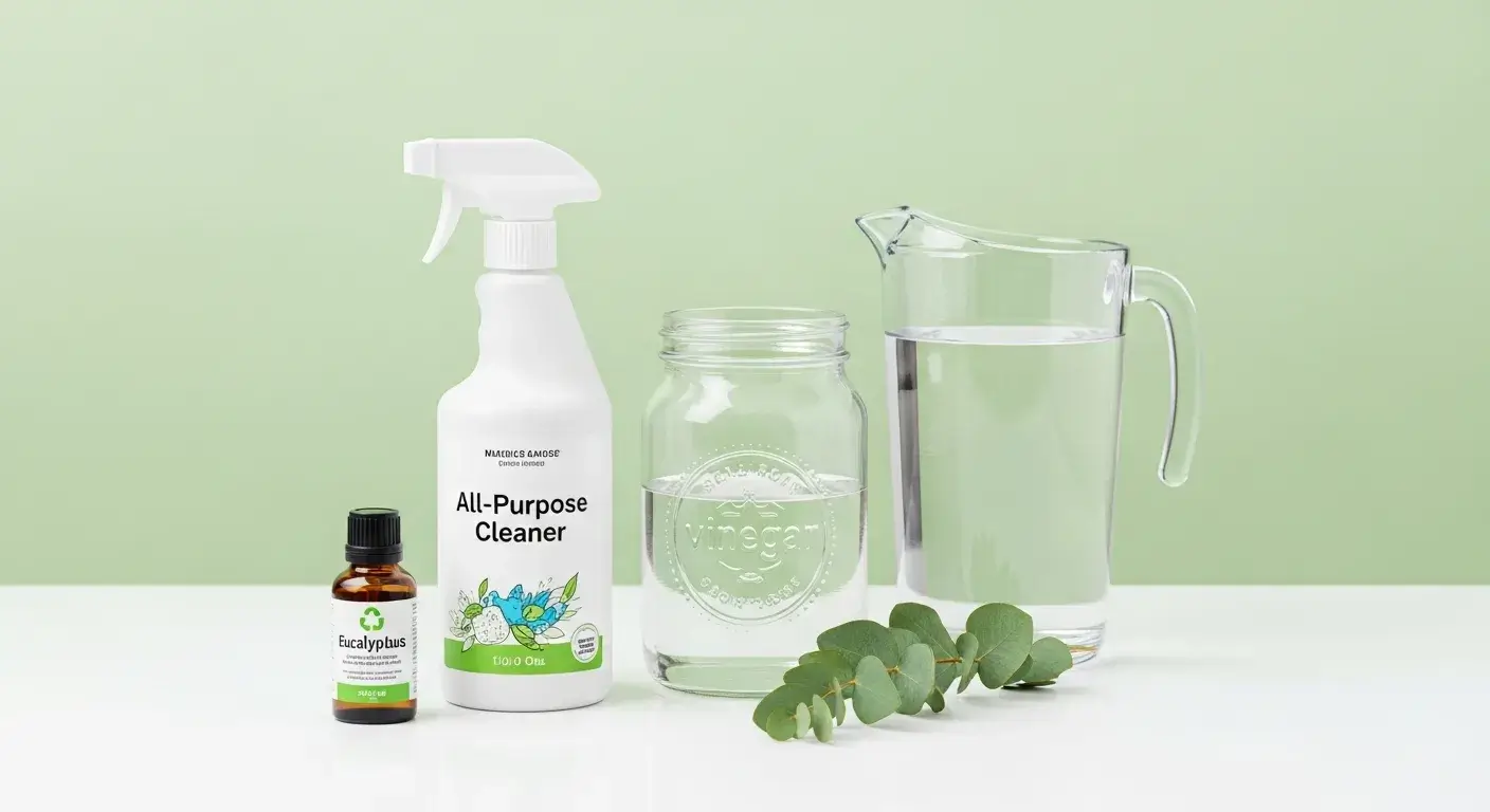 Natural eucalyptus cleaner Eucalyptus oil with vinegar and spray bottle