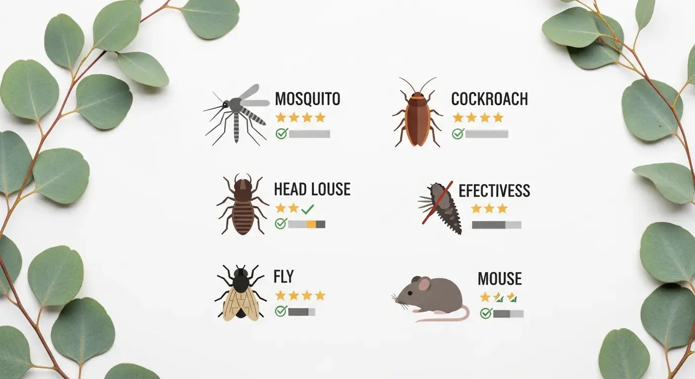 Icons of bugs with eucalyptus leaves