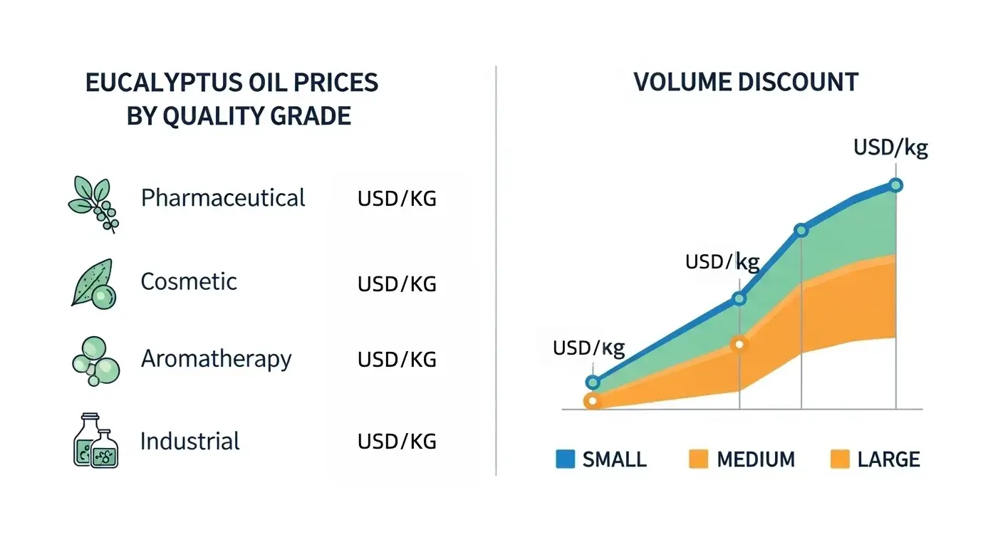 Eucalyptus oil pricing tiers Eucalyptus oil pricing chart by grade and volume