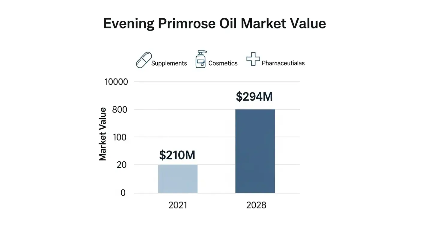 Infographic showing evening primrose oil market growth to 2028