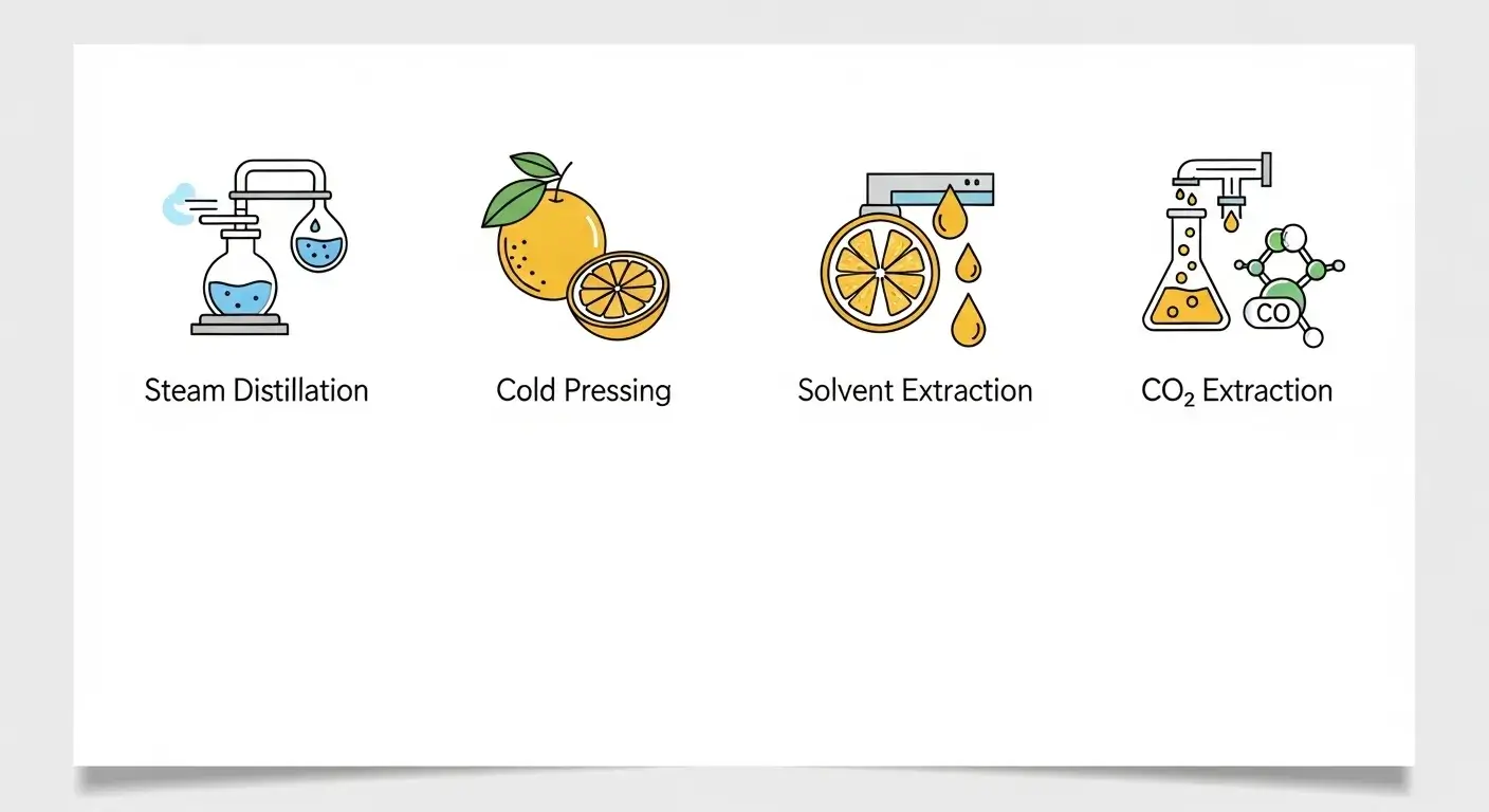 Icons showing oil extraction methods