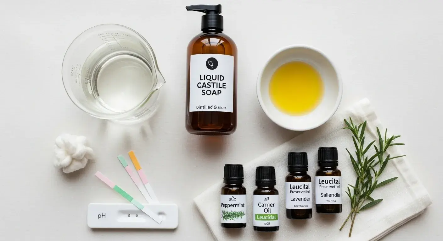 Key natural hand-wash ingredients laid out neatly
