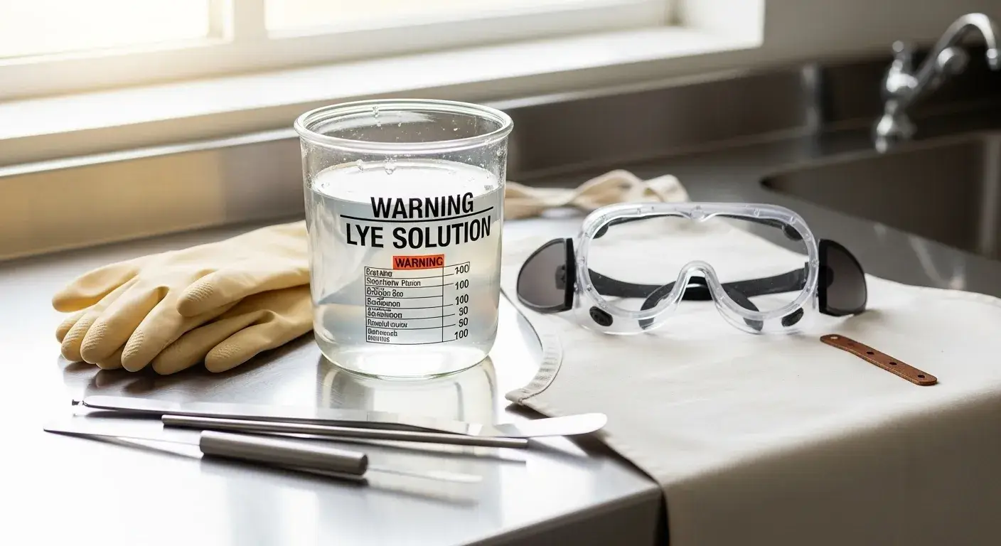 Lye mixing tools and safety gear