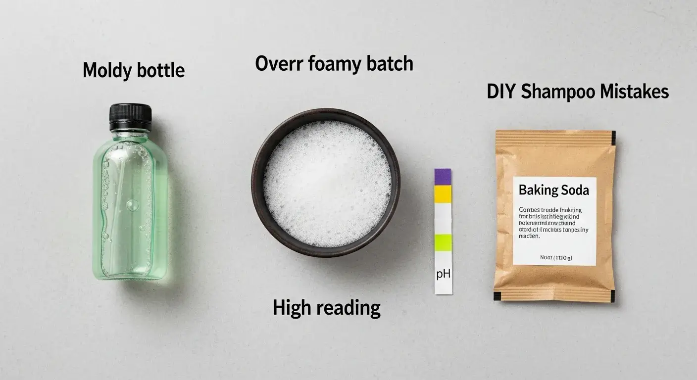 Avoid shampoo DIY errors List of DIY shampoo mistakes with visual cues