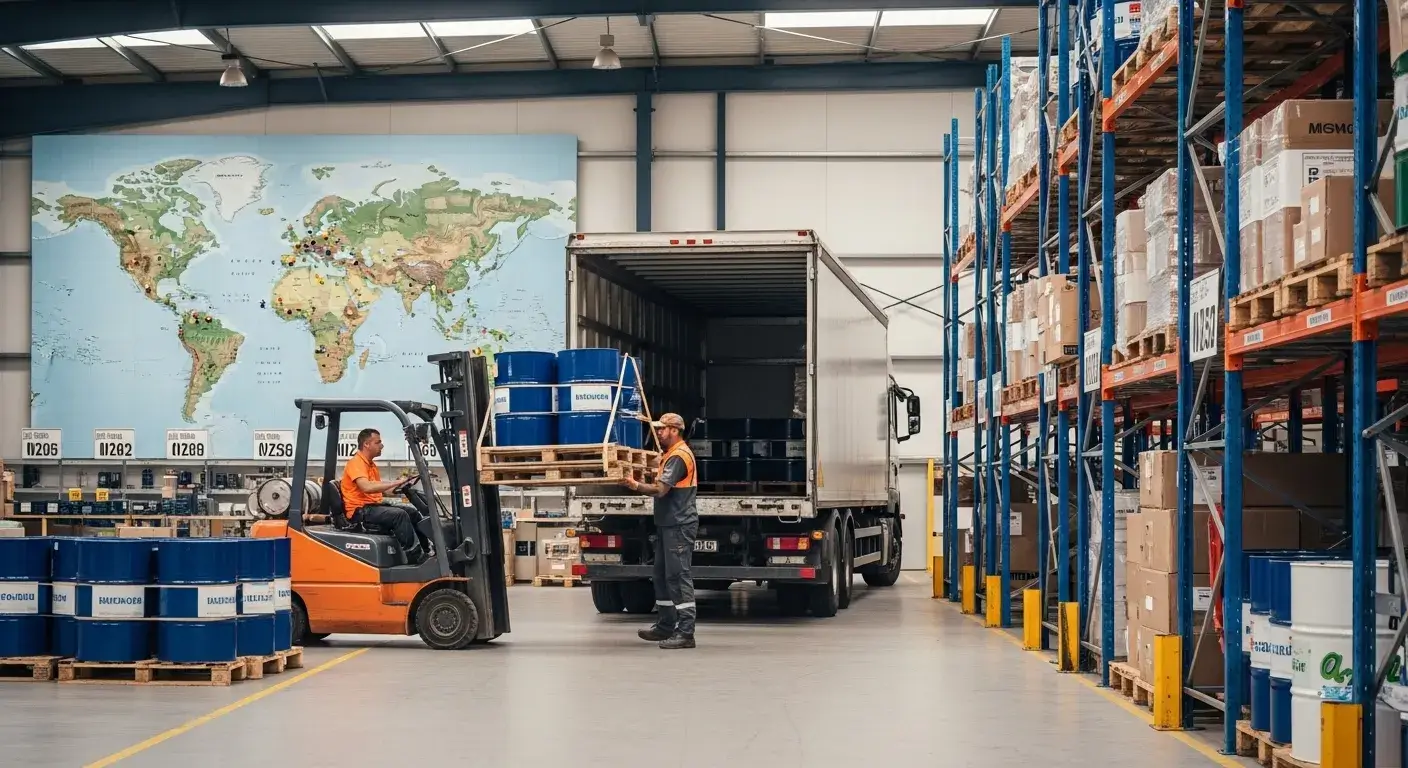 Warehouse inventory and shipping logistics for oils